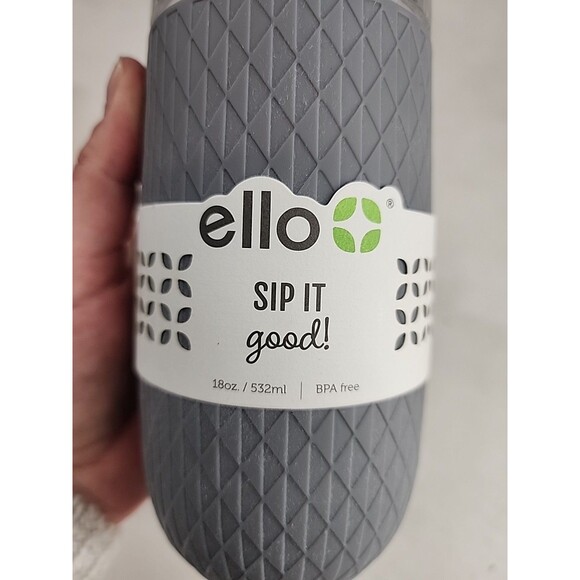 Ello Devon Glass Tumbler with Straw 18 oz BPA Free Shield Silicone Neutral Gray - Picture 5 of 5